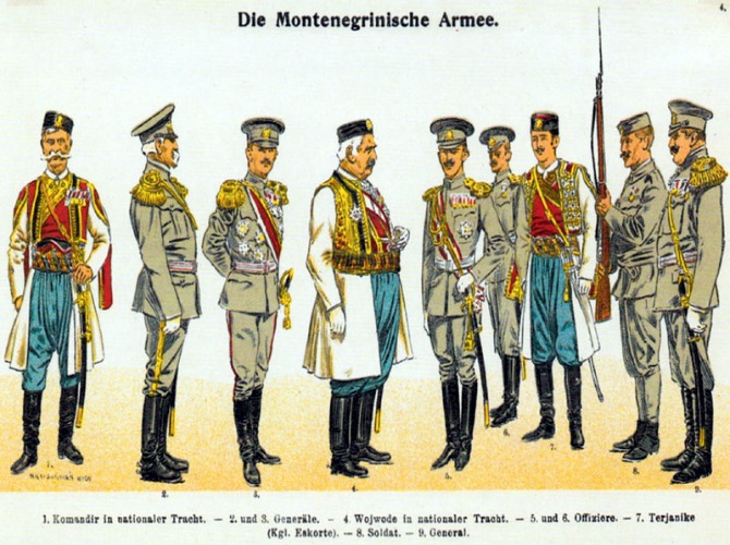 Форма руководящего состава черногорской армии начала 20-го века