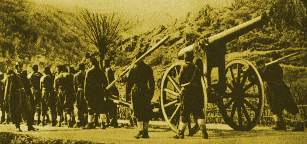 Crnogorski artiljerijci u marsu 1914.png